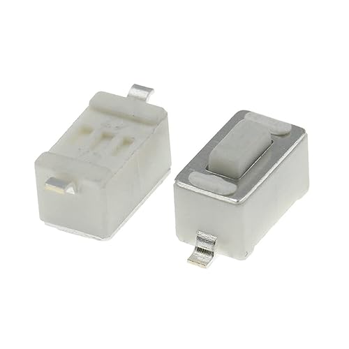 Miniatura 2 de 100 piezas 0.118 x 0.236 x 0.169 in 2 pines SMD DC12V 50mA interruptor táctil micro interruptor 0.118x0.236x0.169 in botón blanco