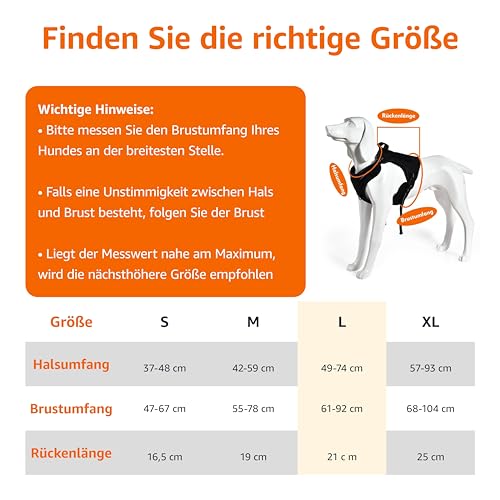 Amazon Basics Anti-Zieh-Hundegeschirr mit vorderem Clip, Westengeschirr, Schwarz, Groß