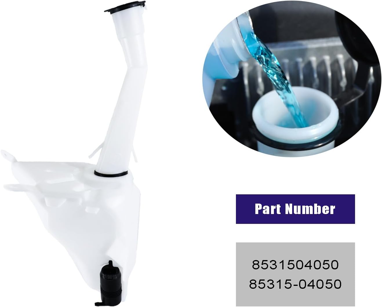 Windshield Washer Reservoir 85315-04050 Without Sensor Hole in Bottom, Compatible with Toyota Tacoma 1998 1999 2000 2001 2002 2003 2004, Wiper Fluid Reservoir Tank, Jar Assy