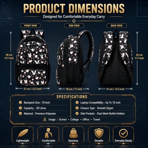 Image of MY FAV 16 inch Anime Design Printed Backpack | Durable Polyester 30 Liter Anime Print Bag | Perfect for School, College, Office, Travel | Multiuse Laptop Backpack | Long Lasting Print, Pack of 1