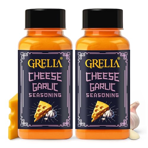 Image of Grella Cheese Garlic Seasoning Powder | 125 gms x 2 | for Popcorn, Nachos, Pasta, Fries, Dips and other snacks by - SEASON IT UP, Theater Cheese popcorn powder | Garlic Cheddar Cheese pow