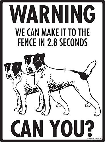 Yelacecca Tin Sign A34198 Warning! Jack Russell Terrier - We Can Make It To The Fence Aluminum Dog Signmetal Tin Sign 8X12 Inch