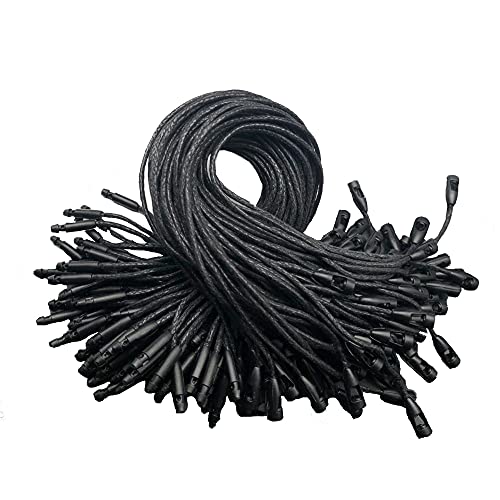 Muka 1000 Pcs Wax Cord Hang Tag String Snap Lock Pin Loop Fastener Hook Ties for Clothing Price Tag Hanging Rope Lanyard Cord-Black-0.1