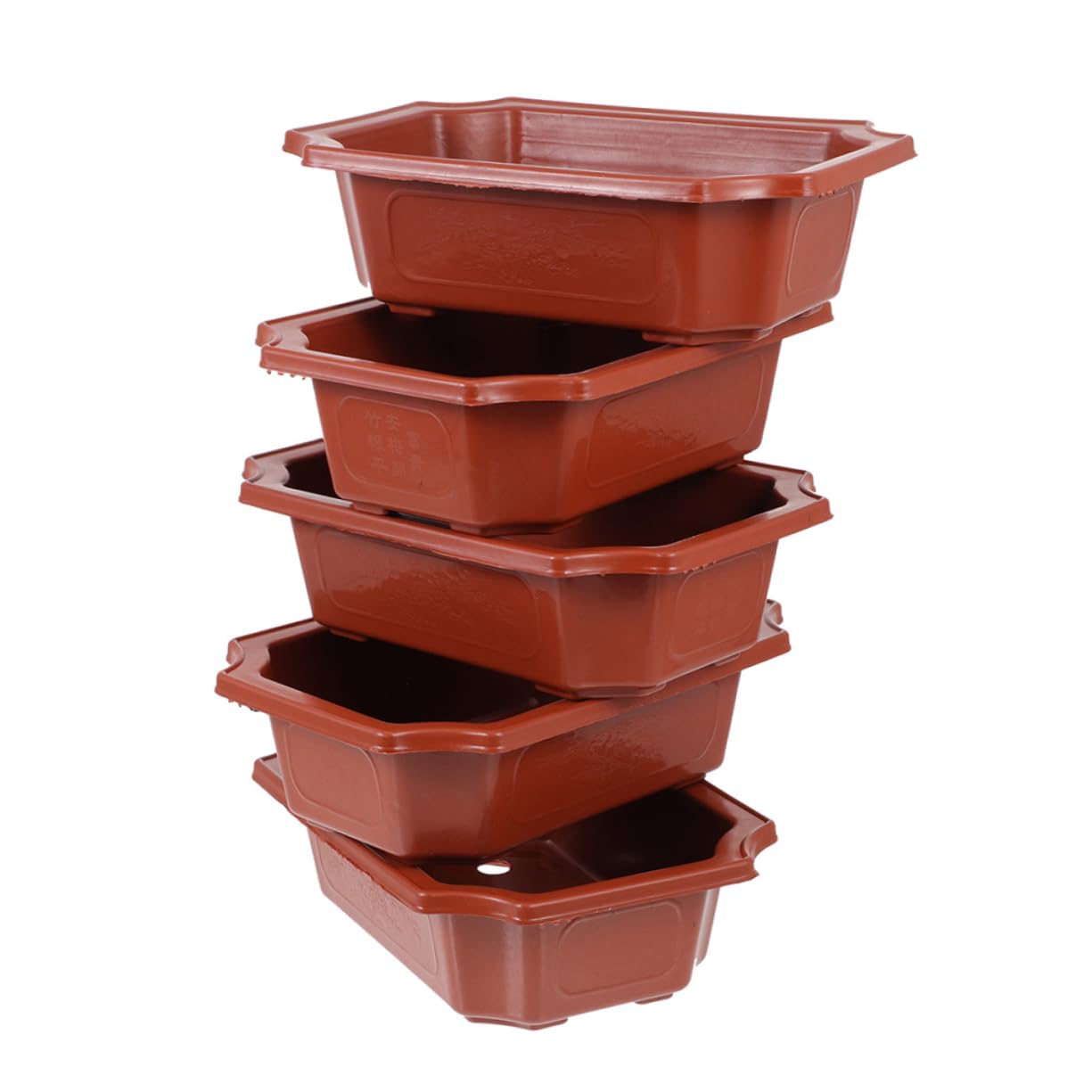 Pots rectangulaires en plastique HEMOTON avec drainage pour succulentes (lot de 5)