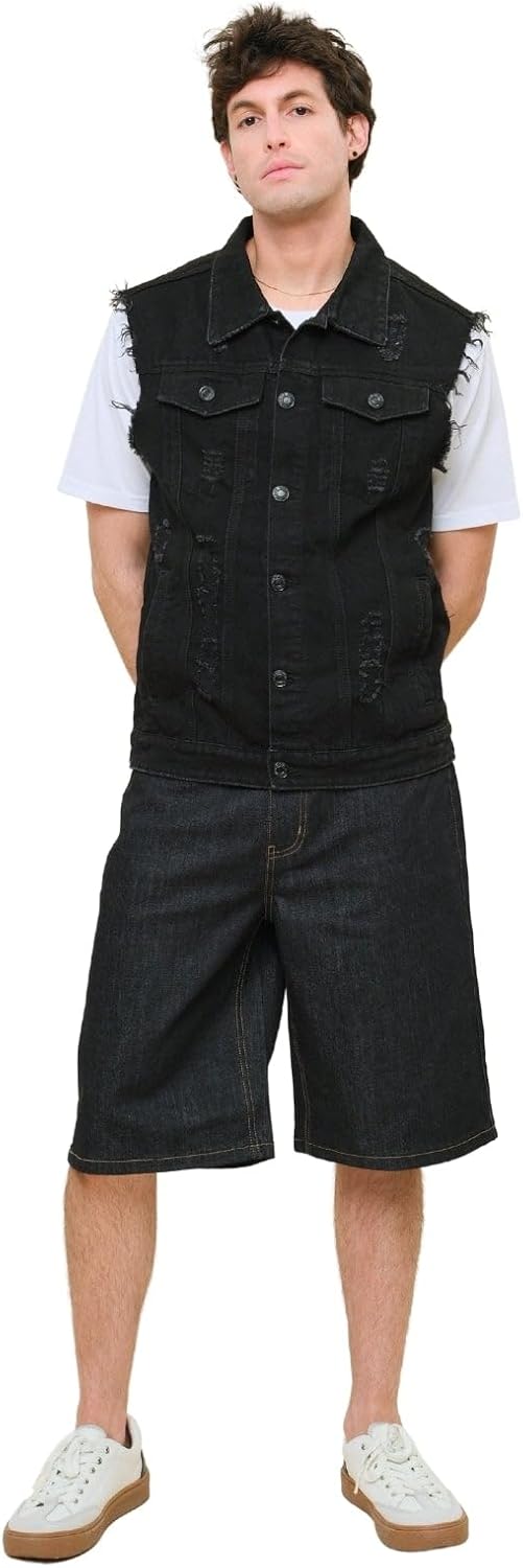 VICTORIOUS Rocker Denim Jean Vest Jacket