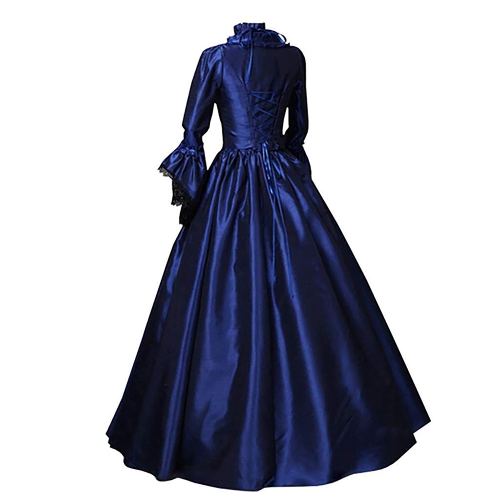 Generisch 2025 Disfraz de Halloween Navidad Mujeres Retro Gótico Manga Larga Vestido con Capucha Vestidos Largos Vestidos