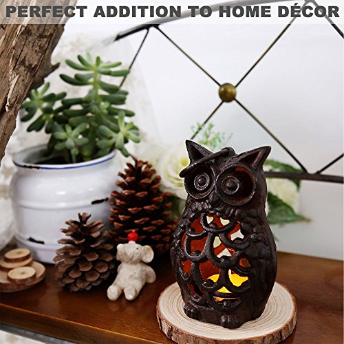 Gware- Cast Iron Owl Candlestick- Sturdy And Durable-Tea Light Holder- Animal Lantern- For Table Top | Bathroom | Patio Table- 1 Pcs #TOP2