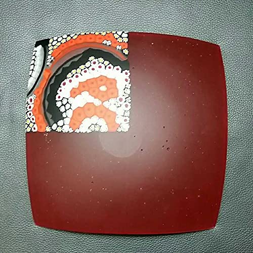 MURANO LINEA GLASS ムラノ レッド ミルフィオリ プレート 皿 MURANO LINEA GLASS ムラノ レッド ミルフィオリ プレート 皿 MURANO