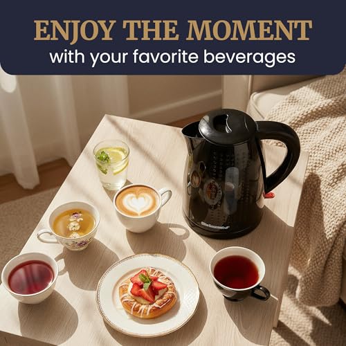 Elite Gourmet EKT5051 1.7L Electric Water Kettle, BPA-Free, Fast Boil, Auto Shut-Off, Boil-dry Protection, 360° Swivel Base with Cordless Serving, Clear-view Window with Water Level Markings, Black by Elite Gourmet - Used condition - Image 8