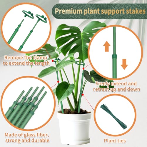 Telescoping Plant Stakes, 7Pcs 17.9IN to 42.3IN Adjustable Monstera Support by Stroller - Used condition - Image 3