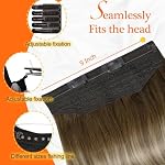 Full Shine Wire Hair Extensions Real Human Hair Fishing Line Hair Extensions Secret Extensions Brown Mix With Blonde Balayage Ombre Invisible Wire Hair Extension Human Hair 14 Inch 70g - Image 4