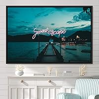 Framed Canvas Wall Art Illuminated Words 3D Industrial Inspirational Multicolor Neon Pop Art Quotes Typography Urban - 16x24 inches