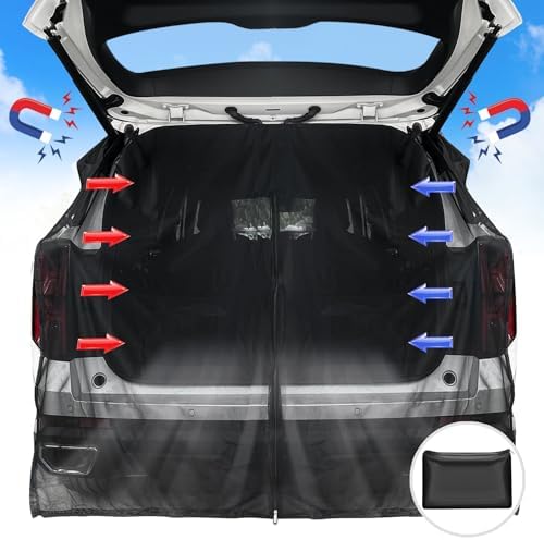 TZEKING Zanzariera Per Portellone Posteriore,Copertura Per Il Fienile Posteriore Per Porta Bagagliaio,Automobile Zanzariera Magnetica In Rete Nera,Zanzariera per bagagliaio dell'auto,Per Tetto Camper