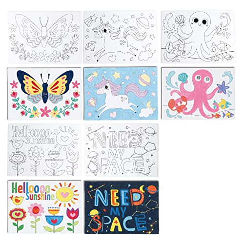 8 Packs 5X7 Pre Drawn Canvas Set,Paint By Numbers For Kids,48 Paints 8 Brushes 2 Easels,Pre-Printed Acrylic Oil Painting Kit Ages 8-12 9-12 4-8 #TOP4