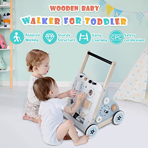 Wooden Baby Walker, Baby Push Walkers, Walker For Baby Boys And Girls, Baby Activity Center, Toddler Montessori Toys For 1+ Year Old, Kids Multi-Activity Learning Walker #TOP1