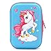 Produktbild Federmappe mit fliegendem Einhorn, geprägt, niedliches Hardtop, große Schulbedarfsbox mit Fächern  Mädchen Kinder Schreibwaren Stifttasche (hellblau)