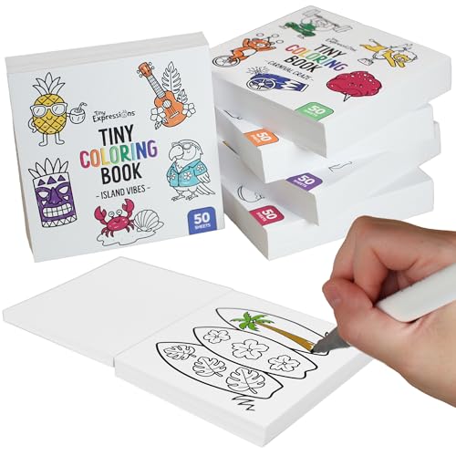 Tiny Expressions Mini libros para colorear para adultos y niños (3 x 3 pulgadas) – Tamaño de bolsillo | Paquete de 5 unidades, pequeño y simple libro para colorear para aliviar el estrés para