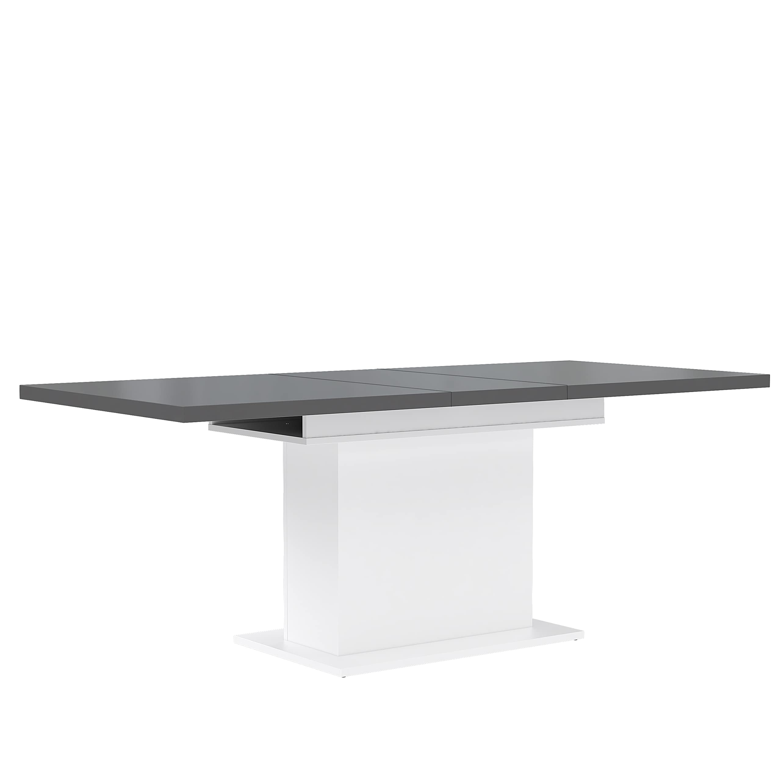 FORTE Elara Tisch ausziehbar, Holzwerkstoff, Weiß Matt / Bianco Eiche, 76,6 x 160 x 90 cm
