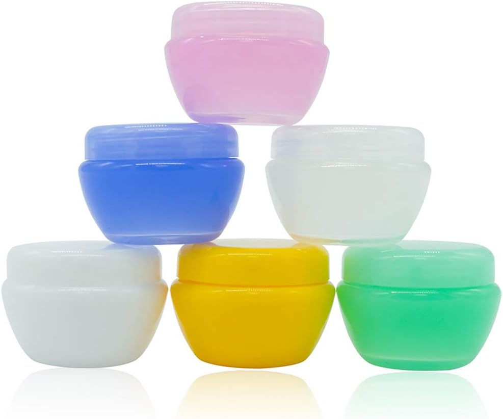 Travel PP Cream Jars with Lids Travel Accessories Bottles for Toiletries TSA Approved Leak-proof & BPA Free Containers for Cosmetic Makeup Face Body Hand Cream(6 Jars+1Bag+1Spatula)