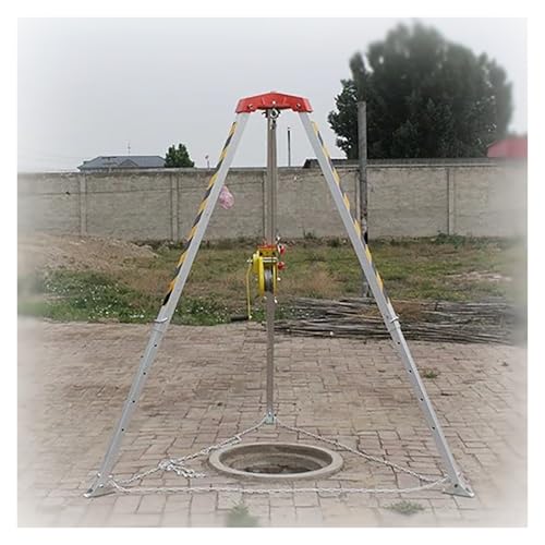 HDYZJQ Confined Space Tripod with 1200lbs Rescue Winch for Working in Deep Well/Sewer Places, Industrial Use Rescue Tripod W/Safety Self-Locking Lift Device Fall Protection(1200LBS Winch)