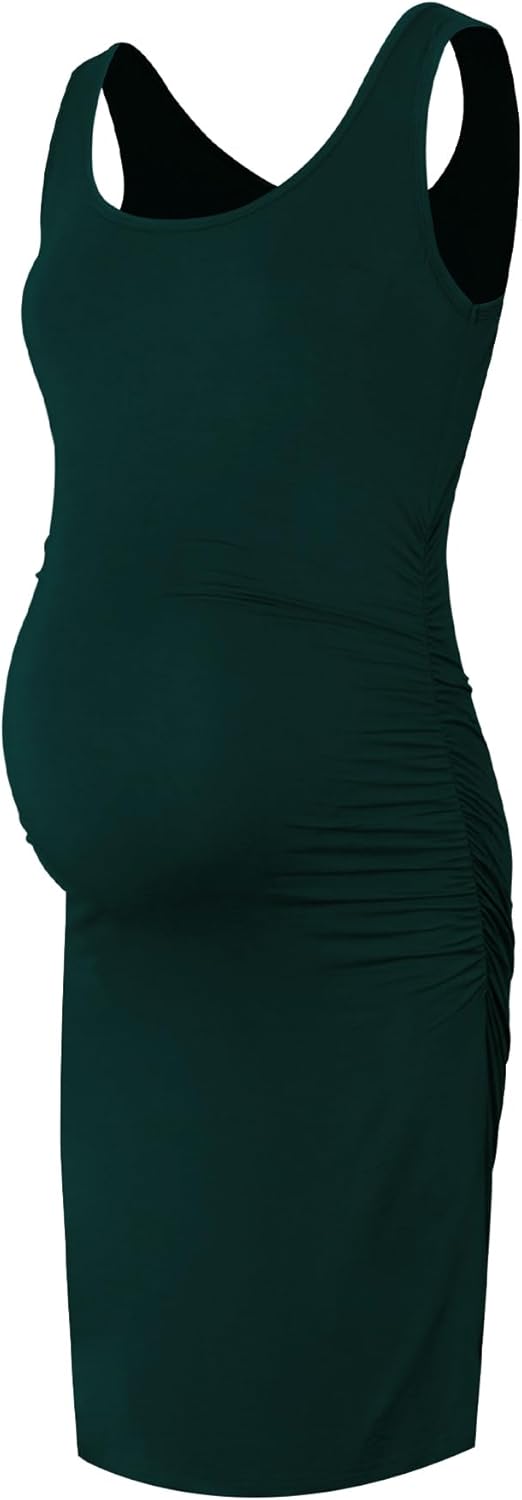 Smallshow Women's Maternity Dress Summer Ruched Pregnancy Tank Dress Clothes