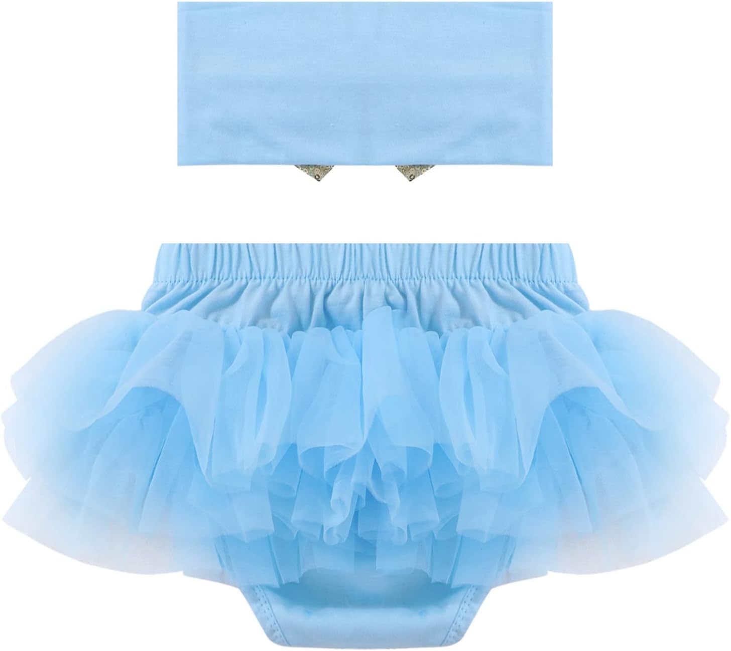 iiniim 2PCS Baby Girls Sequins Ruffles Elastic Waist Bloomers Diaper Cover with Bowknot Headband Set