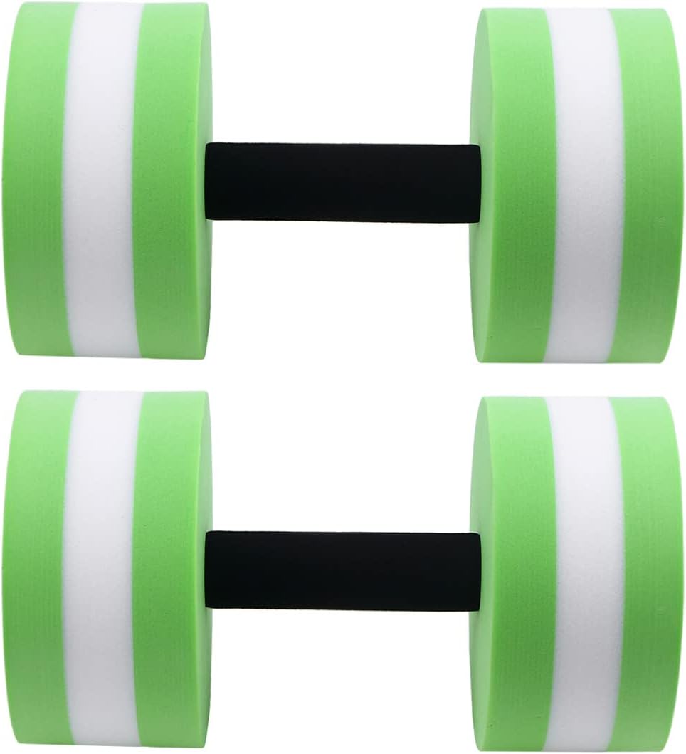 DOITOOL Aquatic Exercise Dumbbells Set of 2 Water Dumbbells for Water Aerobics, Lightweight Foam Dumbbell Pool Resistance Water Fitness Equipment for Loss (Green)
