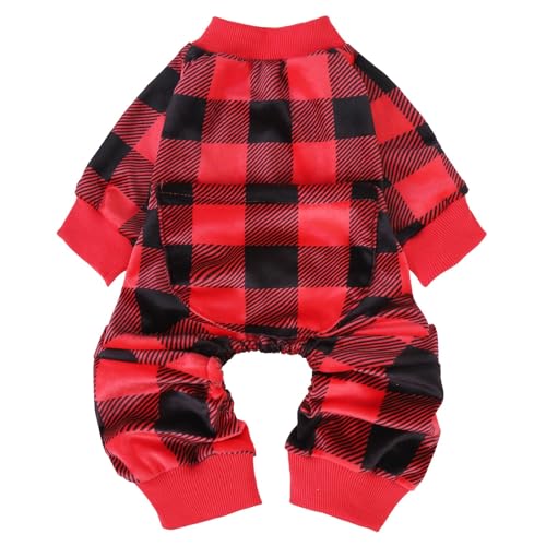 PUPTECK Soft Fleece Dog Pajamas for Small Medium Dogs, Dog Onesie Puppy Sweaters Clothes Jumpsuit Pjs, Cute Jammies Cat Coat Pet Costume Apparel