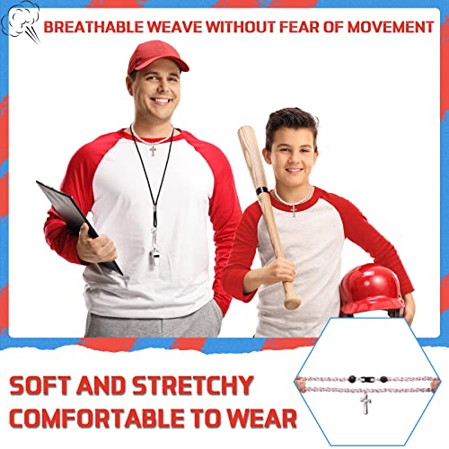 Glenmal 2 Rope Baseball Cross Necklace Boys Baseball Titanium Necklace Stainless Steel Cross Pendant Sports Braided Tornado Baseball Necklace Gifts for Men Kids, 20 Inches4