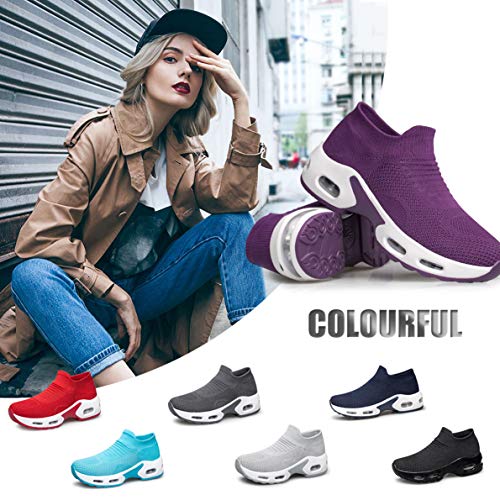 Image of YHOON Women's Walking Shoes Slip-On - Comfortable Work Shoes for Standing All Day, Breathable Air Cushion Nursing Sneakers