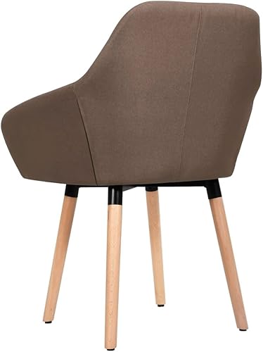 Miniatura 5 de Modern Farmhouse Dining Chairs Set of 2 Brown Fabric Upholstered Accent Chairs with Solid Wood Legs for Kitchen, Living Room, Comedor