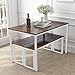 Dining Room Table Set, 3 Pieces Farmhouse Kitchen Table Set with Two Benches, Metal Frame and MDF Board, Modern Furniture for Home, Cafeteria, Apartment and Farm House (Brown)
