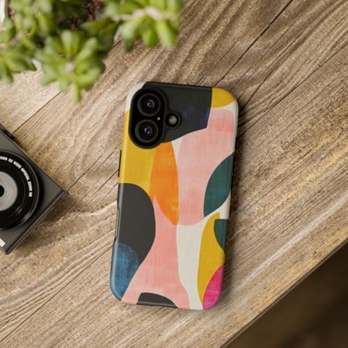 Coque rigide iPhone 16 bleu mat au design abstrait chic