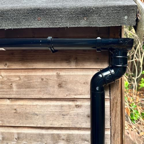 Mini Gutter Kit for Shed Greenhouse & Outhouse Complete Rainwater Collection System with Downpipe Fittings & Easy Install DIY Roof Guttering Multiple Sizes & Colours (3 Metre Black)