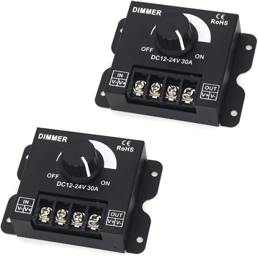 HiLetgo 2-in-1 LED Dimmer Switch 12V-24V 30A 360W Adjustable Voltage Regulator Brightness Controller for 5050 LED Strip Light