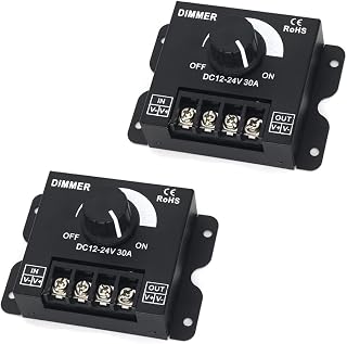 HiLetgo 2-in-1 LED Dimmer Switch 12V-24V 30A 360W Adjustable Voltage Regulator Brightness Controller for 5050 LED Strip Light