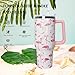 40 oz Pink Flamingo Tumbler with Handle, Lid and Straw - Flamingo Gift for Women - Coffee Mug, Water Bottle