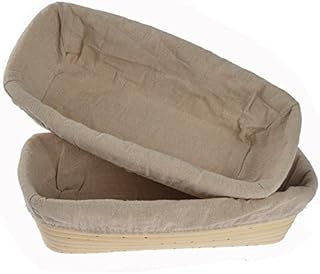 Pack of 2 30cm/12inch Rectangular Banneton Brotform Dough Rising Bread Proving Basket Sourdough Proofing Basket with Linen Liner
