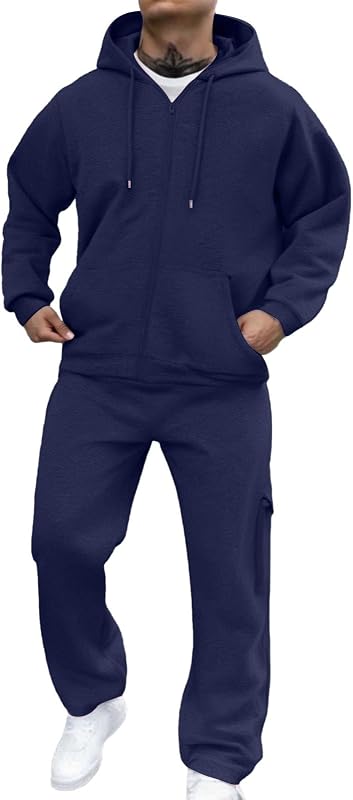 Men's Sweat Suits Jogging Tracksuit 2 Piece Set Casual Athletic Long Sleeve Hoodie Outfit