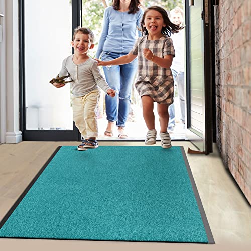 Paillasson nylon sur mesure turquoise antidérapant Floordirekt
