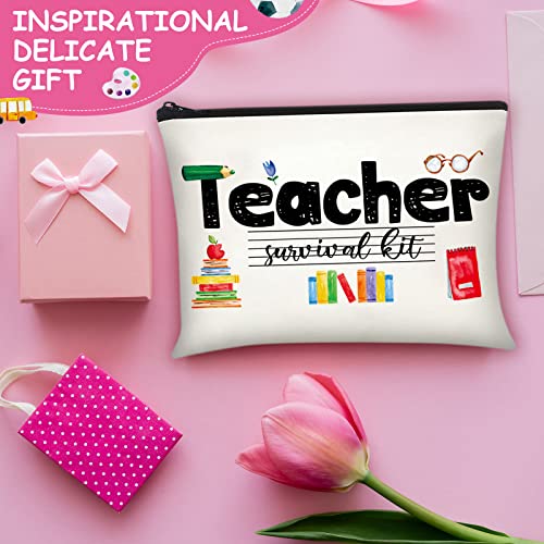 Buryeah 6 Pcs Christmas Teacher Appreciation Gifts Teacher Makeup Bags Teacher Canvas Pencil Cosmetic Bags Toiletry Bag with Zipper for Travel Christmas Holiday Birthday Teacher Gifts Bulk(Classic) - Thumbnail 7