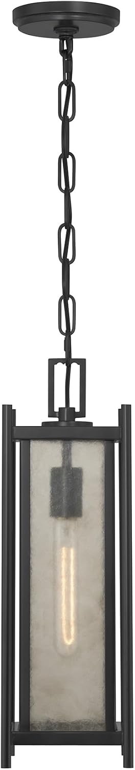 Savoy House 5-3806-BK Jacobs Mid-Century Modern Clear Mica Glass Outdoor Hanging Lantern, 1-Light 60 Watt, 18" H x 6" W, Matte Black