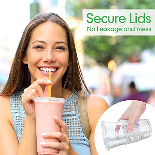 200 Pcs Clear Flat Lids Plastic Disposable PET Cup Lids with Straw Slot Fits for 12 oz, 16 oz, 20 oz and 24 oz Cups for Summer Iced Coffee, Ice Cream, Slush, Milkshake, Party Supplies - Thumbnail 4