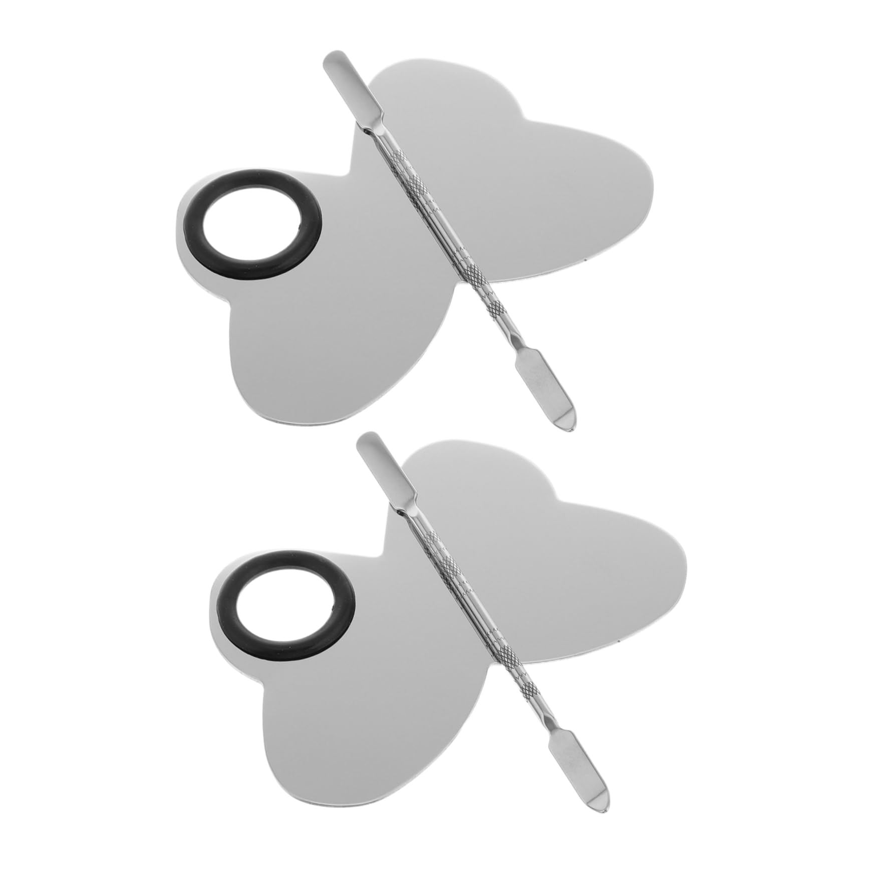 FOMIYES Stainless Steel Makeup Mixing Palette 2 Sets Precision Stick for Travel