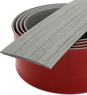 Self-Adhesive Floor Transition Strip, Vinyl Threshold Strip, Floor Gap Cover Divider for Carpet/Tile/Wood/Marble, Seamless Floor Joining Trim for Home/Office/Hotel, 2" Grey Wood Grain, 20Ft