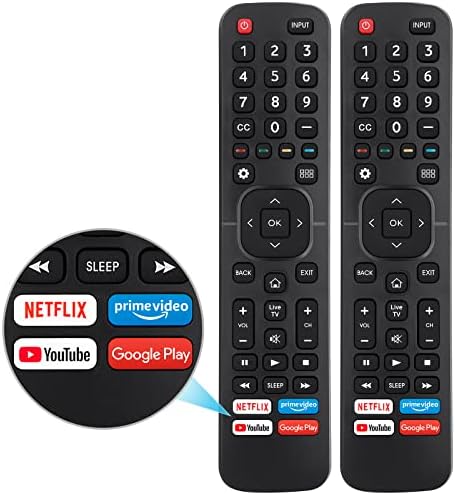 【Pack of 2】 New Universal Remote for All Hisense TV Remote, 2 Piece Replacement Control EN2A27 for Hisense-Smart-TV-Remote, with Netflix, Prime Video, YouTube, Google Play Buttons
