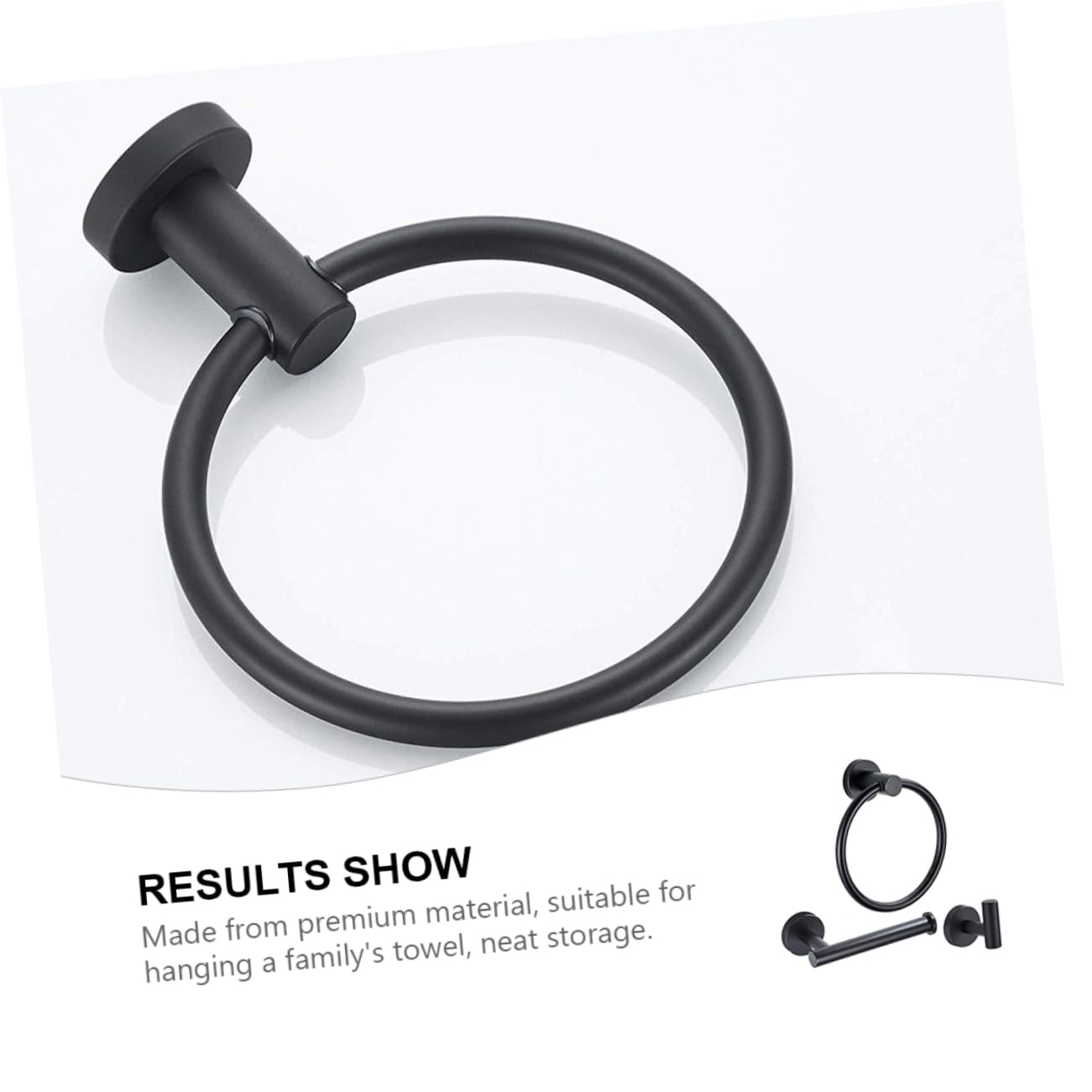 Toallero de Aro para Montaje en Pared Negro Acero Inoxidable 3 Piezas