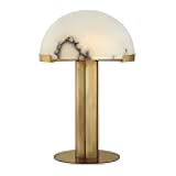 Postmodern Marble Table Lamp, Golden Copper Metal Decorative Lamp Body and a Mushroom Dome Shaped Lamp Shade, for Bedside Reading Lamp in Living Room Bedroom Study Room Office