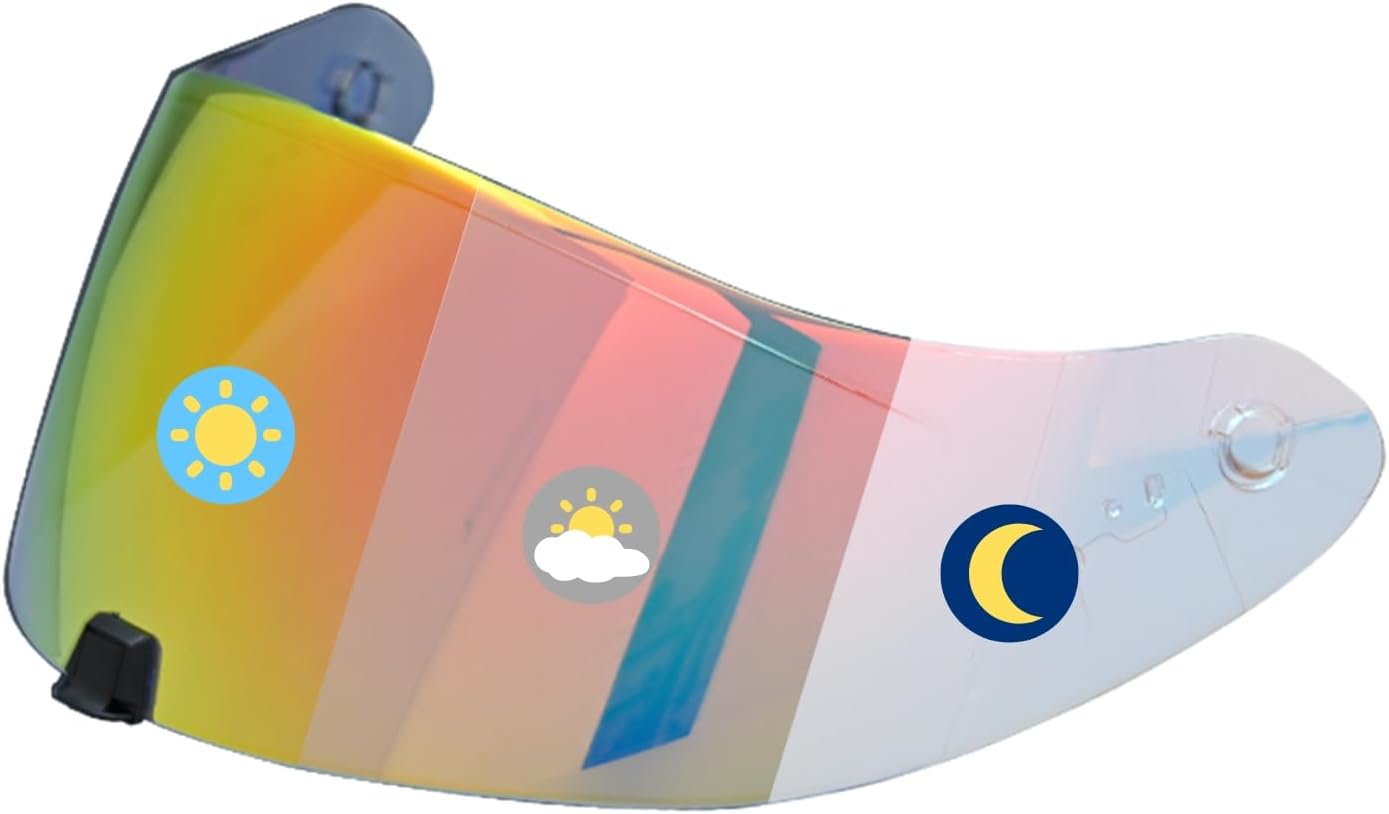 Photochromic Visor Compatible With R420 Replacement Transition Motorcycle Helmet Face Shield Visor (R420 Clear Red To Gold Red)