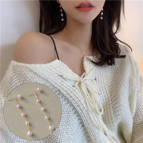 MONAZEO 11 pares de brincos longos de pérola com borla de pérola para mulheres, brincos grandes de p